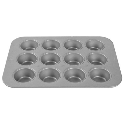 Rk Bakeware China-42754 12 কাপ গ্লাসযুক্ত অ্যালুমিনিজড স্টিল মিনি ক্রাউন মফিন প্যান/ ক্রুফিন প্যান/ ক্রুফিন ট্রে