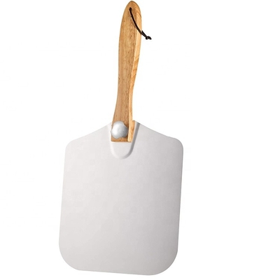 12&quot;*14&quot;*25'' Bandejas De Pasapalos De Piedra অ্যালুমিনিয়াম ধাতু পিৎজা খাঁজ ভাঁজ কাঠের হ্যান্ডেল পিৎজা স্কুপ ভাঁজ