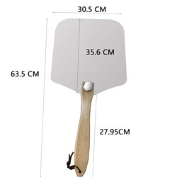 12&quot;*14&quot;*25'' Bandejas De Pasapalos De Piedra অ্যালুমিনিয়াম ধাতু পিৎজা খাঁজ ভাঁজ কাঠের হ্যান্ডেল পিৎজা স্কুপ ভাঁজ